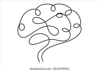 Continuous one line drawing of human brain. Hand drawn minimalism style. brain line art vector illustration