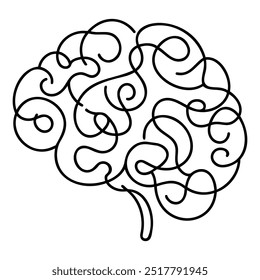 Dibujo continuo de una línea del cerebro humano. Estilo de minimalismo dibujado a mano. Ilustración vectorial de arte de línea cerebral