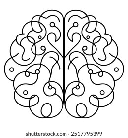 Dibujo continuo de una línea del cerebro humano. Estilo de minimalismo dibujado a mano. Ilustración vectorial de arte de línea cerebral