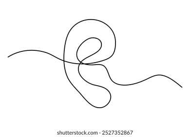 Continuous one line drawing of human ear Isolated on white background vector illustration