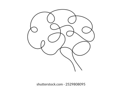 Desenho contínuo de uma linha do cérebro humano ilustração do vetor da arte da linha