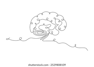 Dibujo continuo de una línea del cerebro humano Ilustración vectorial de arte