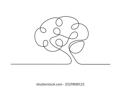 Desenho contínuo de uma linha do cérebro humano ilustração do vetor da arte da linha