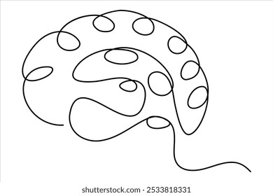 Continuous one line drawing of human brain hand drawn minimalism style isolated on white background
