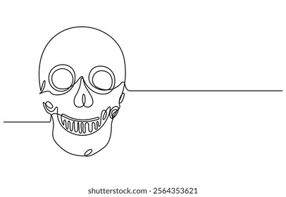 Continuous one line drawing of human skull