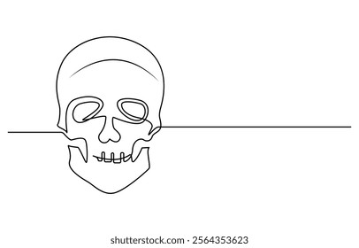 Continuous one line drawing of human skull