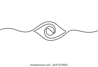 Continuous one line drawing human eye. beautiful eye in single line art, Eye sign in continuous line drawing style.