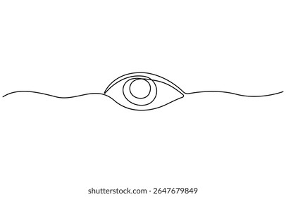Continuous one line drawing human eye. beautiful eye in single line art, Eye sign in continuous line drawing style.