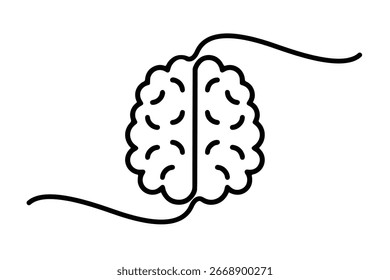 Continuous one line drawing of human brain organ, Brain for psychology, idea and intelligence concept in One line draw illustration.