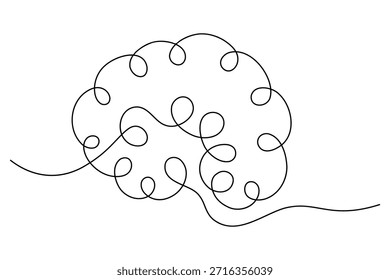 Continuous one line drawing of a human brain for psychology and intelligence concepts. vector