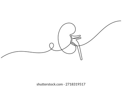 Desenho contínuo de uma linha do órgão renal humano para logotipo médico e conceito de saúde