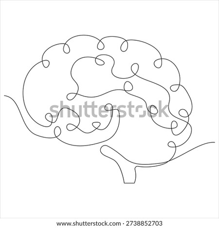 Continuous one line drawing of human brain brain line art vector illustration genius idea and psychology concept editable stroke