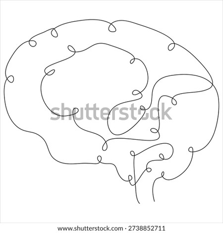 Continuous one line drawing of human brain brain line art vector illustration genius idea and psychology concept editable stroke