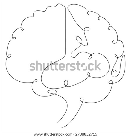 Continuous one line drawing of human brain brain line art vector illustration genius idea and psychology concept editable stroke