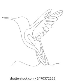 Continuous one line drawing of Humming bird.