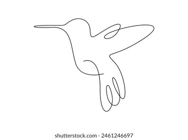 Continuous one line drawing of hummingbird vector illustration 