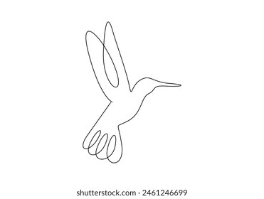 Continuous one line drawing of hummingbird vector illustration 