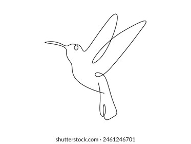 Continuous one line drawing of hummingbird vector illustration 