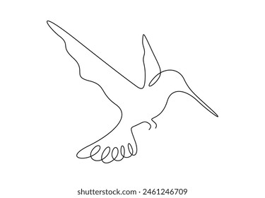 Continuous one line drawing of hummingbird vector illustration 