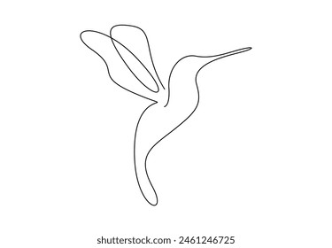 Continuous one line drawing of hummingbird vector illustration 