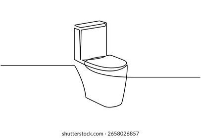 Desenho contínuo de uma linha de sanita com descarga higiênica, ilustração de desenho de linha única de sanita. Higiênico vaso sanitário conceito vetor arte. Desenho de linha ilustração.