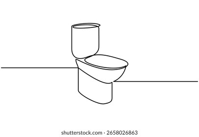 Durchgehende einzeilige Zeichnung der hygienischen Spültoilette, einzeilige Zeichnung der Toilette. Hygienische Spültoilette Konzept Vektorgrafik. Doodle Linie Illustration.