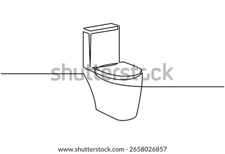 Continuous one line drawing of hygienic flush toilet,Single line drawing illustration of Toilet. Hygienic flush toilet concept vector art. Doodle line illustration.