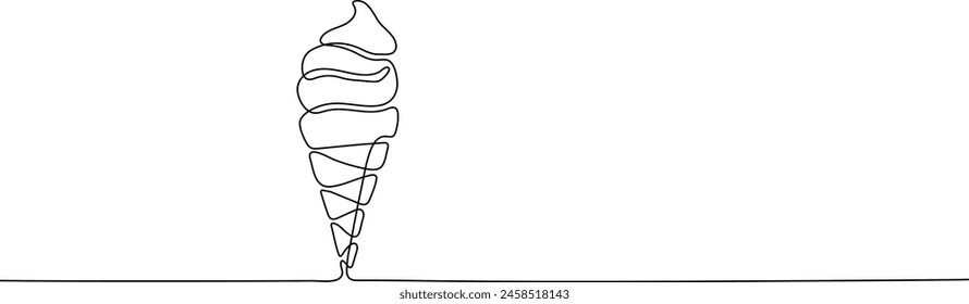 Dibujo continuo de una línea de helado. Comida rápida. Ilustración vectorial.
