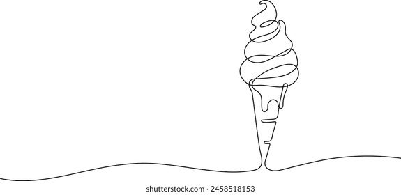 Kontinuierliche eine Linie Zeichnung von Eis. Fast Food. Vektorillustration.