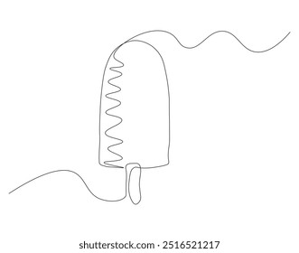 Continuous one line drawing ice cream bar stick. Dessert concept. Single line draw design vector

