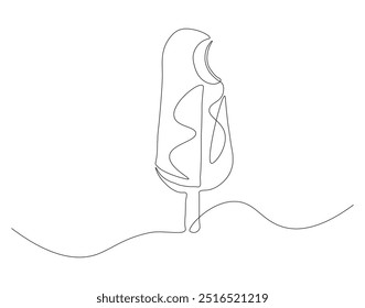 Continuous one line drawing ice cream bar stick. Dessert concept. Single line draw design vector
