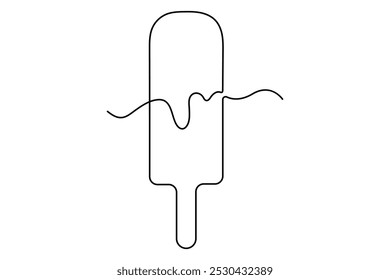 Continuous One line drawing of Ice cream single line vector illustration.editable stroke. isolated on white background