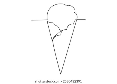 Continuous One line drawing of Ice cream single line vector illustration.editable stroke. isolated on white background