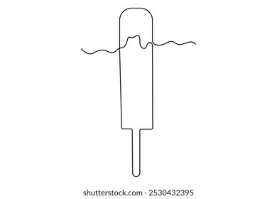 Continuous One line drawing of Ice cream single line vector illustration.editable stroke. isolated on white background