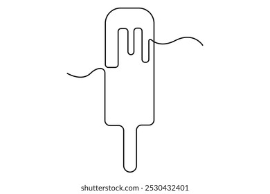 Continuous One line drawing of Ice cream single line vector illustration.editable stroke. isolated on white background