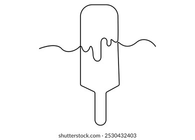 Continuous One line drawing of Ice cream single line vector illustration.editable stroke. isolated on white background