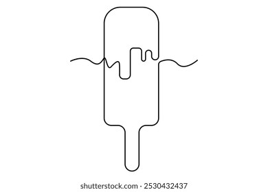 Continuous One line drawing of Ice cream single line vector illustration.editable stroke. isolated on white background