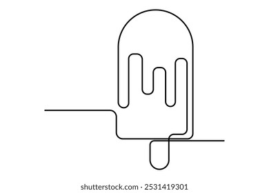 Continuous One line drawing of Ice cream single line vector illustration.editable stroke. isolated on white background