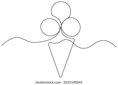 Continuous One line drawing of Ice cream single line vector illustration editable stroke. isolated on white background
