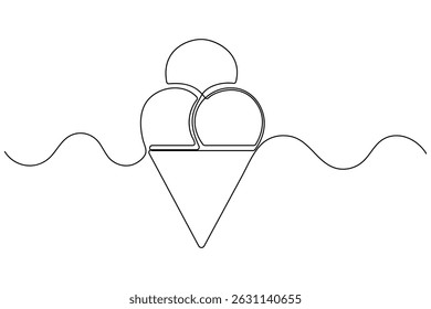 desenho contínuo Uma linha de sorvete ilustração vetor linha única traço editável. isolado no fundo branco
