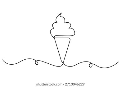 Dibujo continuo de una línea de diseño de contorno mínimo de helado
