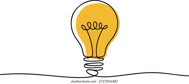 Continuous One Line Drawing of an Illuminated Light Bulb