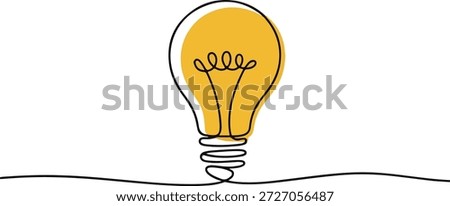 Continuous One Line Drawing of an Illuminated Light Bulb