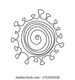 Continuous one line drawing illustration of corona virus 19