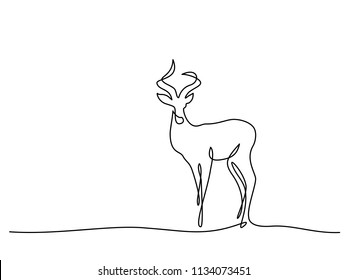Continuous one line drawing. Impala walking symbol. Logo of the Impala. Vector illustration