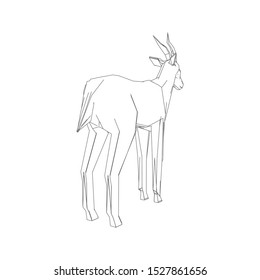 Continuous one line drawing. Impala walking symbol. Logo of the Impala. Vector illustration