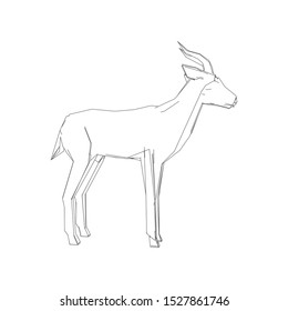 Continuous one line drawing. Impala walking symbol. Logo of the Impala. Vector illustration