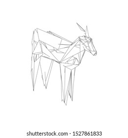 Continuous one line drawing. Impala walking symbol. Logo of the Impala. Vector illustration