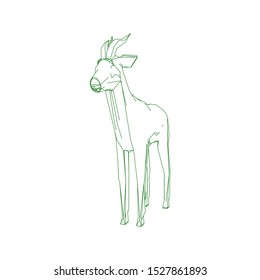 Continuous one line drawing. Impala walking symbol. Logo of the Impala. Vector illustration