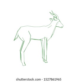 Continuous one line drawing. Impala walking symbol. Logo of the Impala. Vector illustration